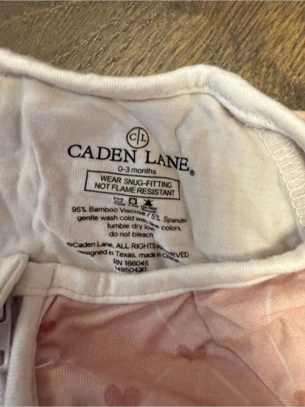 Caden Lane Pink Heart Zip-Front Baby Footie with Cream Cuffs